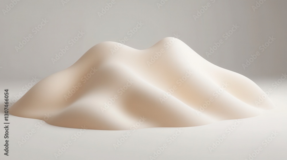 Poster abstract beige textured mound on white background. soft, organic shapes create a minimalist and calm