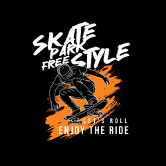 Skate Park Free Style Skater vector illustration graphic tee.