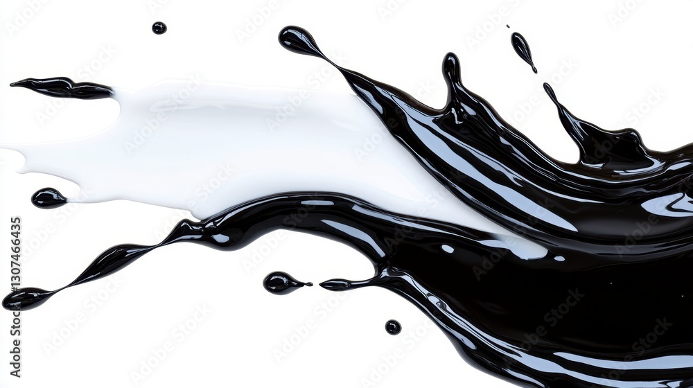 Poster abstract image of black and white paint splashes against a white background. dynamic motion is captu