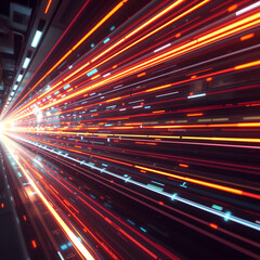 Fototapeta premium High-Speed Light Trails: Futuristic Technology Backdrop