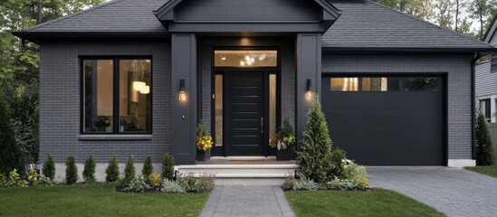 Elegant architecture complemented by a stylish entryway. 