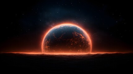 Obraz premium Stunning View of a Distant Planet at Sunset in Cosmic Scene