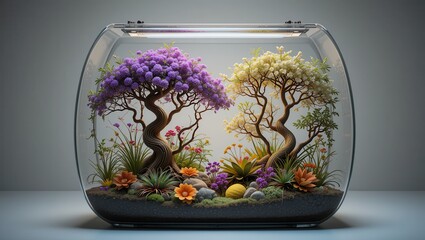 Bonsai Display in Acrylic Terrarium