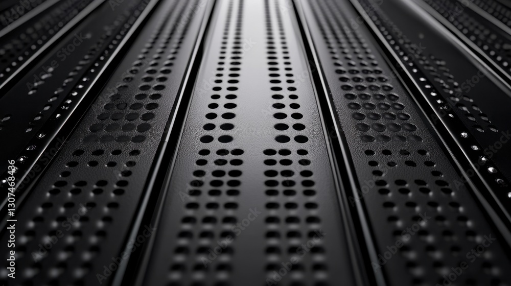 Aufkleber abstract close up of dark metal surface with evenly spaced circular perforations, creating a texture