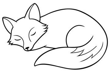 Abstract Line Art of Sleeping Fox – Minimalist Cozy Animal Design

