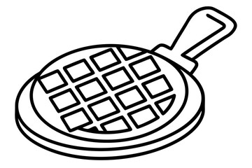 Abstract Line Art of Waffle Maker – Breakfast Appliance Vector

