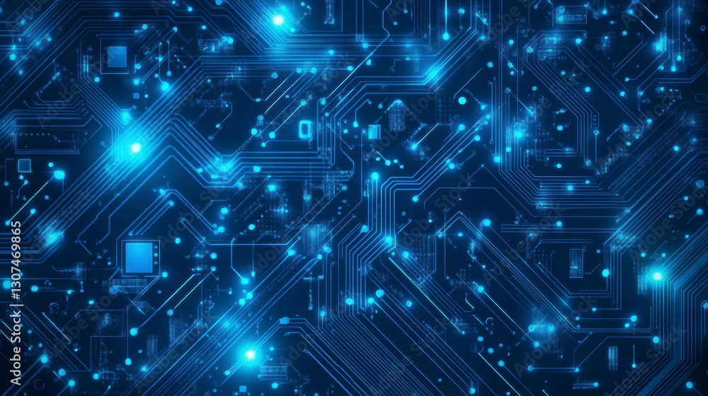 Poster abstract circuit board design, futuristic technology background, possible use for website banner or 
