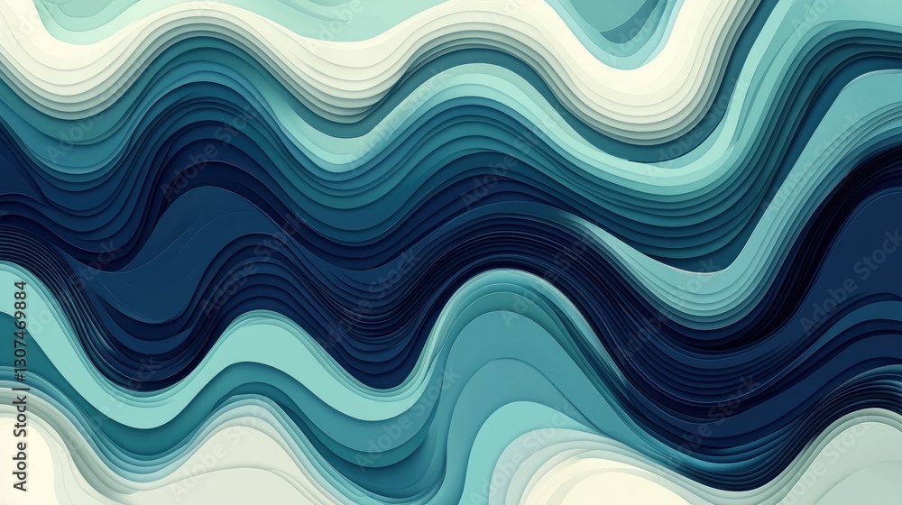 Poster an abstract artistic image featuring layered blue wave forms