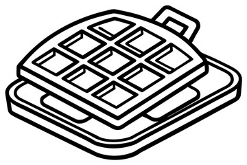 Abstract Line Art of Waffle Maker – Breakfast Appliance Vector

