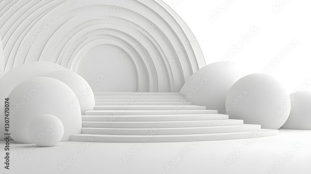 Poster modern minimalist staircase with circular elements and soft curves