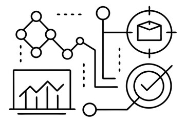 Abstract Outline Icons for Data, Analytics, and Digital Concepts

