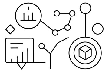 Abstract Outline Icons for Data, Analytics, and Digital Concepts

