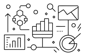 Abstract Outline Icons for Data, Analytics, and Digital Concepts

