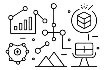 Abstract Outline Icons for Data, Analytics, and Digital Concepts

