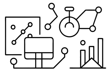 Abstract Outline Icons for Data, Analytics, and Digital Concepts

