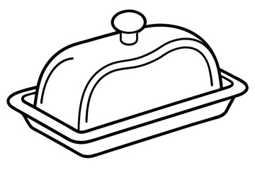 Abstract Outline of Butter Dish for Breakfast Illustrations

