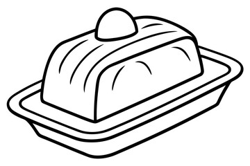 Abstract Outline of Butter Dish for Breakfast Illustrations

