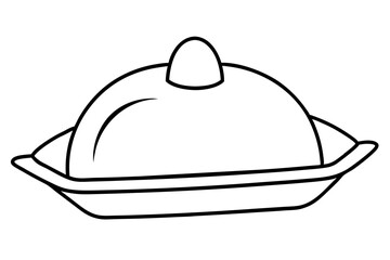 Abstract Outline of Butter Dish for Breakfast Illustrations

