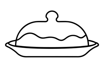 Abstract Outline of Butter Dish for Breakfast Illustrations

