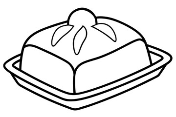 Abstract Outline of Butter Dish for Breakfast Illustrations

