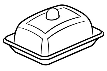 Abstract Outline of Butter Dish for Breakfast Illustrations

