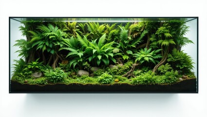 Modern Terrarium, Lush Jungle Scene, White Wall