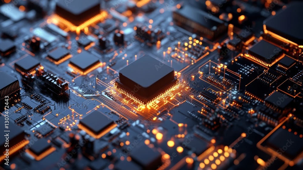 Poster circuit board with glowing processor