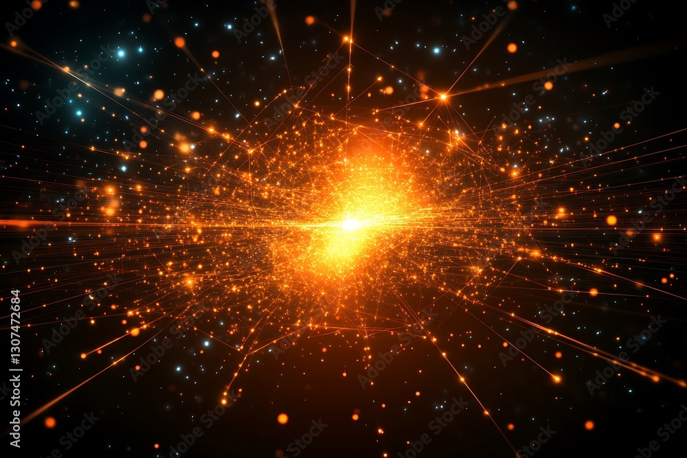 Poster abstract depiction of a glowing network with complex connections