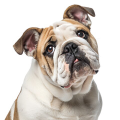Obraz premium English Bulldog Head Close-up on Transparent Background