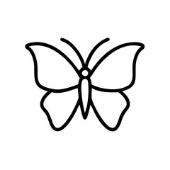 Butterfly icon with elegant wings, symbolizes transformation, black outline, modern design