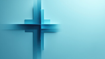 Naklejka premium A digital art representation of a cross against a blue background.