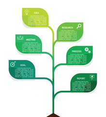 Business infographics line process. green ecology leaf infographic line process with template .for infographics design template