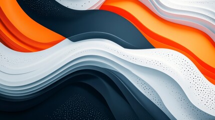 Fototapeta premium Abstract wavy layered design with orange, black, and white colors