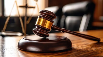 Obraz premium Legal decisions being made in a courtroom setting.