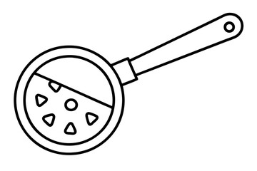Pizza Cutter Line Art – Minimalist Kitchen Tool Vector

