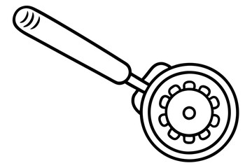 Pizza Cutter Line Art – Minimalist Kitchen Tool Vector

