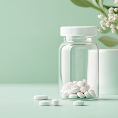 Medicine and Pills on a Pastel Background, Pharmaceutical and Healthcare Concept  
