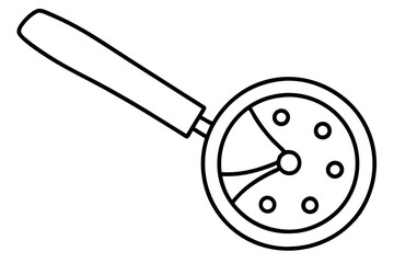 Pizza Cutter Line Art – Minimalist Kitchen Tool Vector

