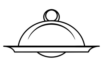 Elegant Line Art of Serving Tray – Hospitality Icon Vector

