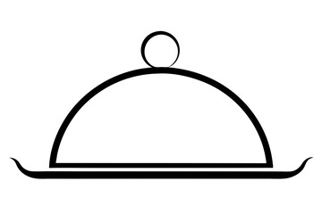 Elegant Line Art of Serving Tray – Hospitality Icon Vector

