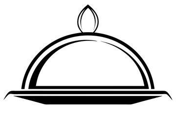 Obraz premium Elegant Line Art of Serving Tray – Hospitality Icon Vector