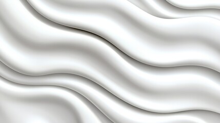 Fototapeta premium Abstract image of flowing white fabric with soft, subtle waves and a smooth texture. The background is a consistent off white color, creating a clean and minimalist aesthetic.