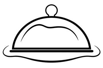 Elegant Line Art of Serving Tray – Hospitality Icon Vector

