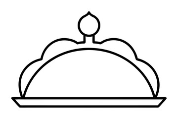 Elegant Line Art of Serving Tray – Hospitality Icon Vector

