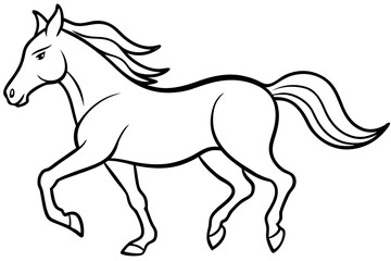 Elegant Running Horse Outline – Artistic Line Art Vector

