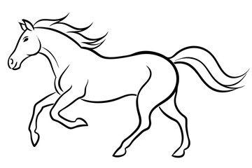 Elegant Running Horse Outline – Artistic Line Art Vector

