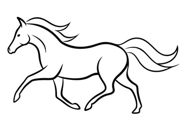 Elegant Running Horse Outline – Artistic Line Art Vector

