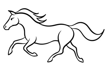 Elegant Running Horse Outline – Artistic Line Art Vector

