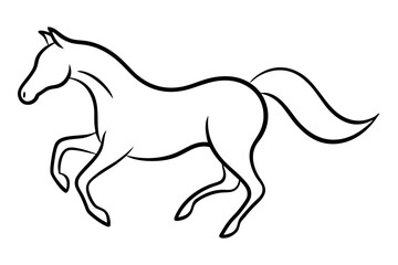 Elegant Running Horse Outline – Artistic Line Art Vector

