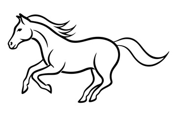 Elegant Running Horse Outline – Artistic Line Art Vector

